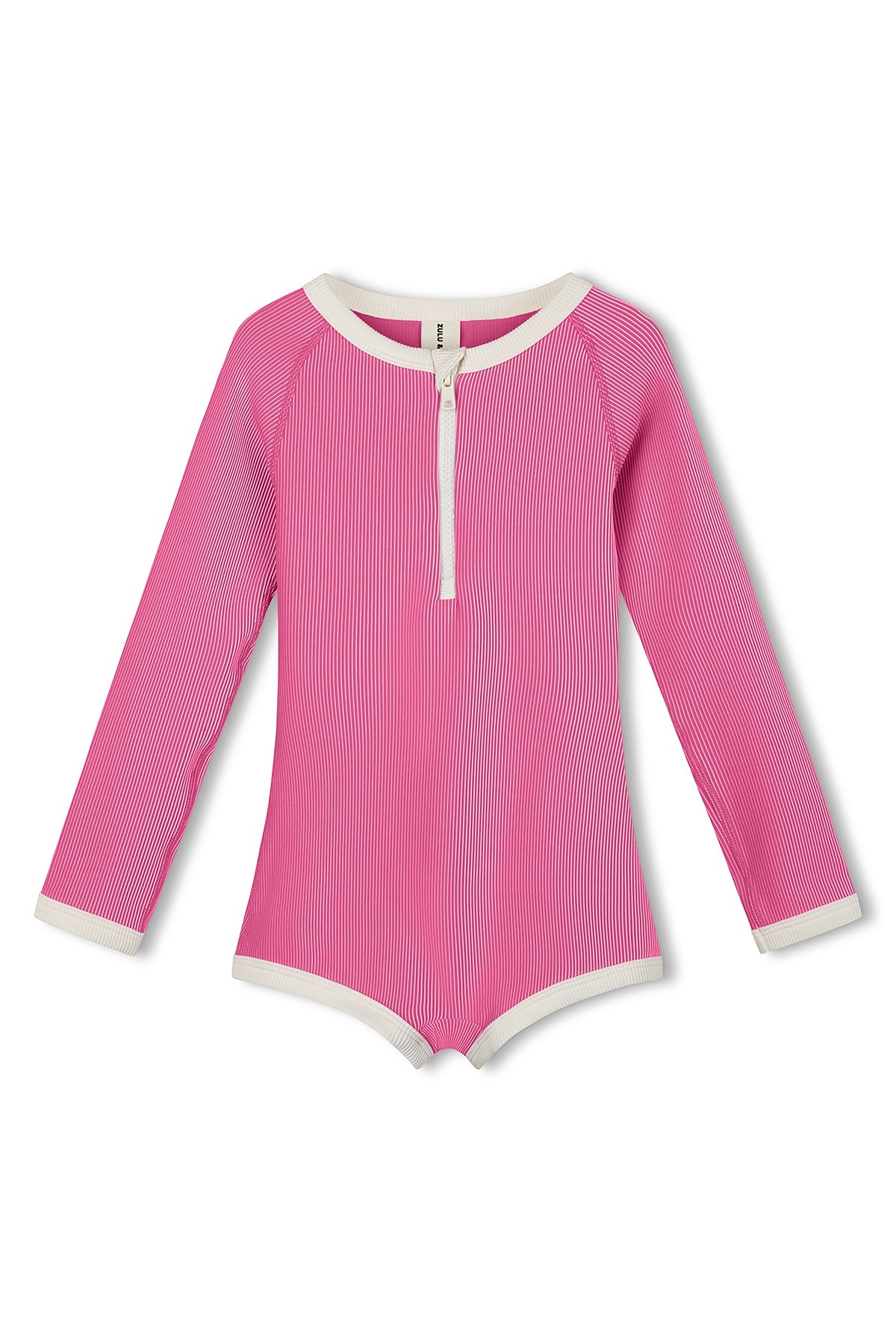 Zulu & Zephyr - Mini Stripe Rib Rashie Onesie Shell Pink