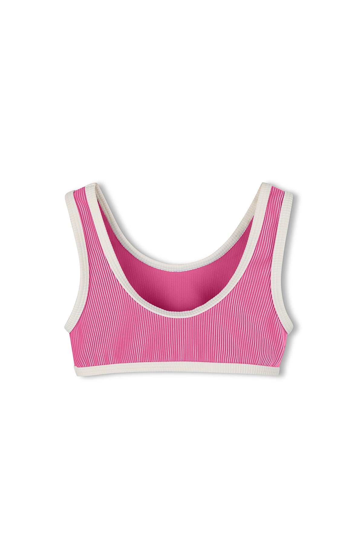 Zulu & Zephyr - Mini Stripe Rib Scoop Bikini Top Shell Pink