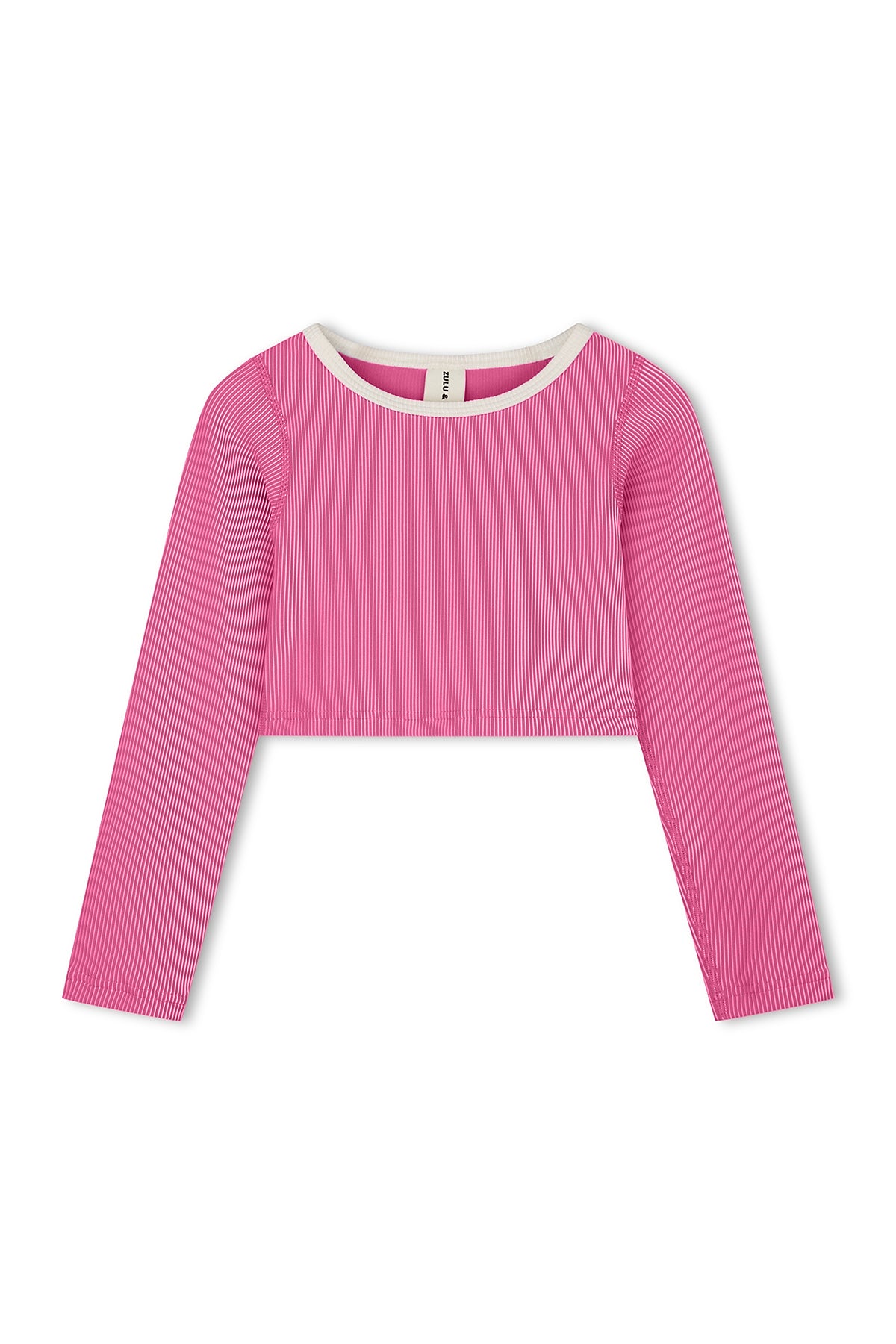 Zulu & Zephyr - Mini Stripe Rib Crop Rashie Shell Pink