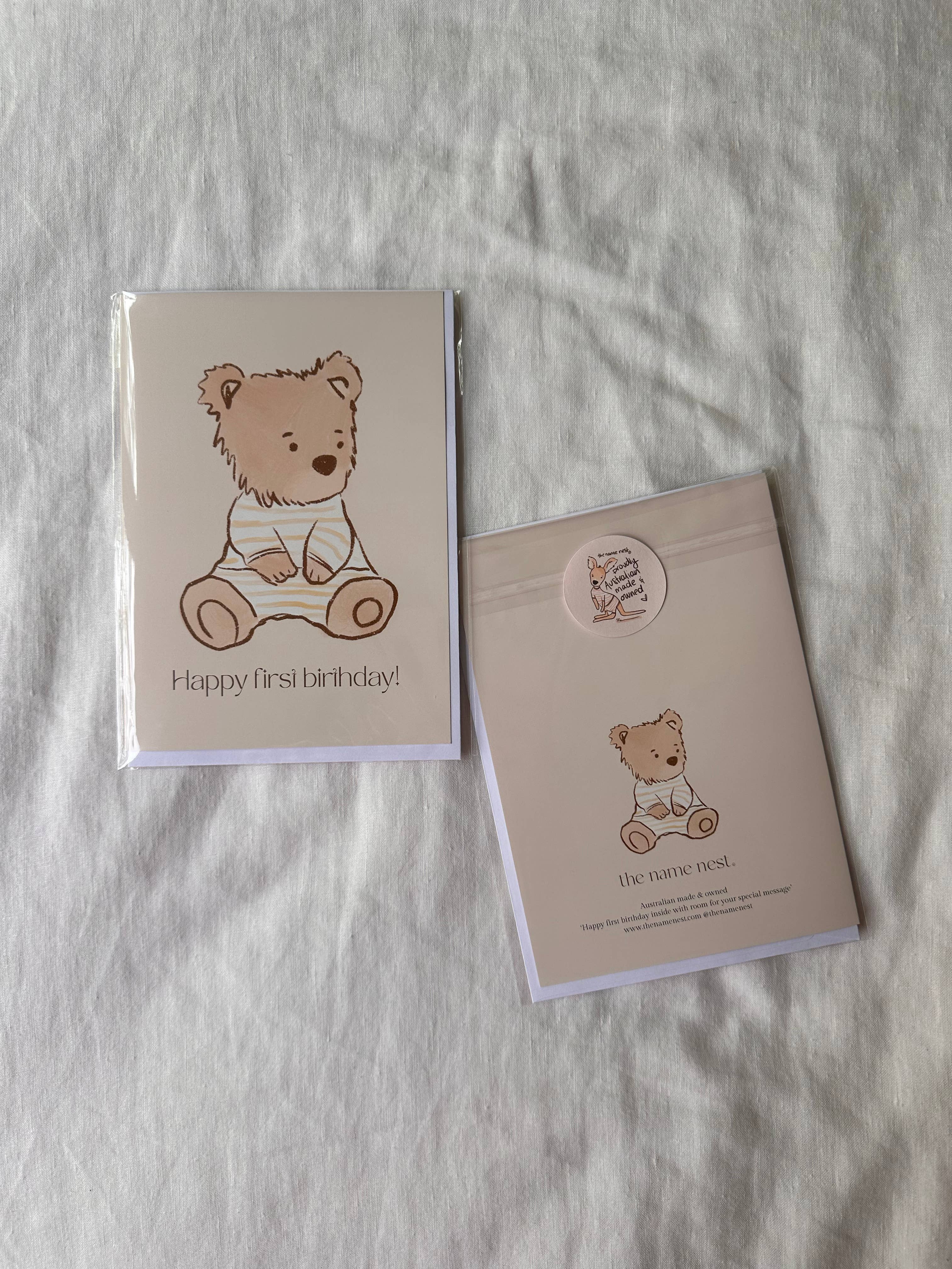 The Name Nest - Teddy Bear First Birthday Card