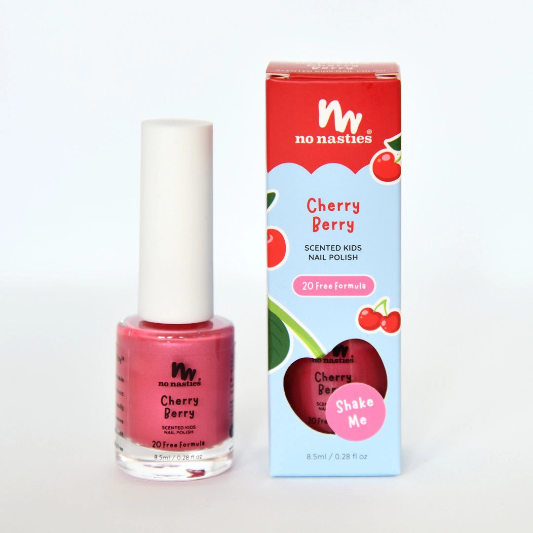 No Nasties - Scented Scratch Off Kids Nail Polish Cherry Berry/Bright Pink
