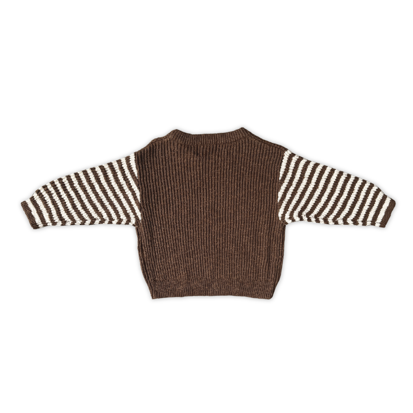 Grown - Organic Stripe Sleeve Knit Pull Over Espresso
