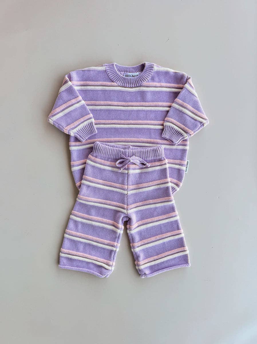 Freckles The Label - Raised Stripe Knit Set Aster/Sweetpea/Snow
