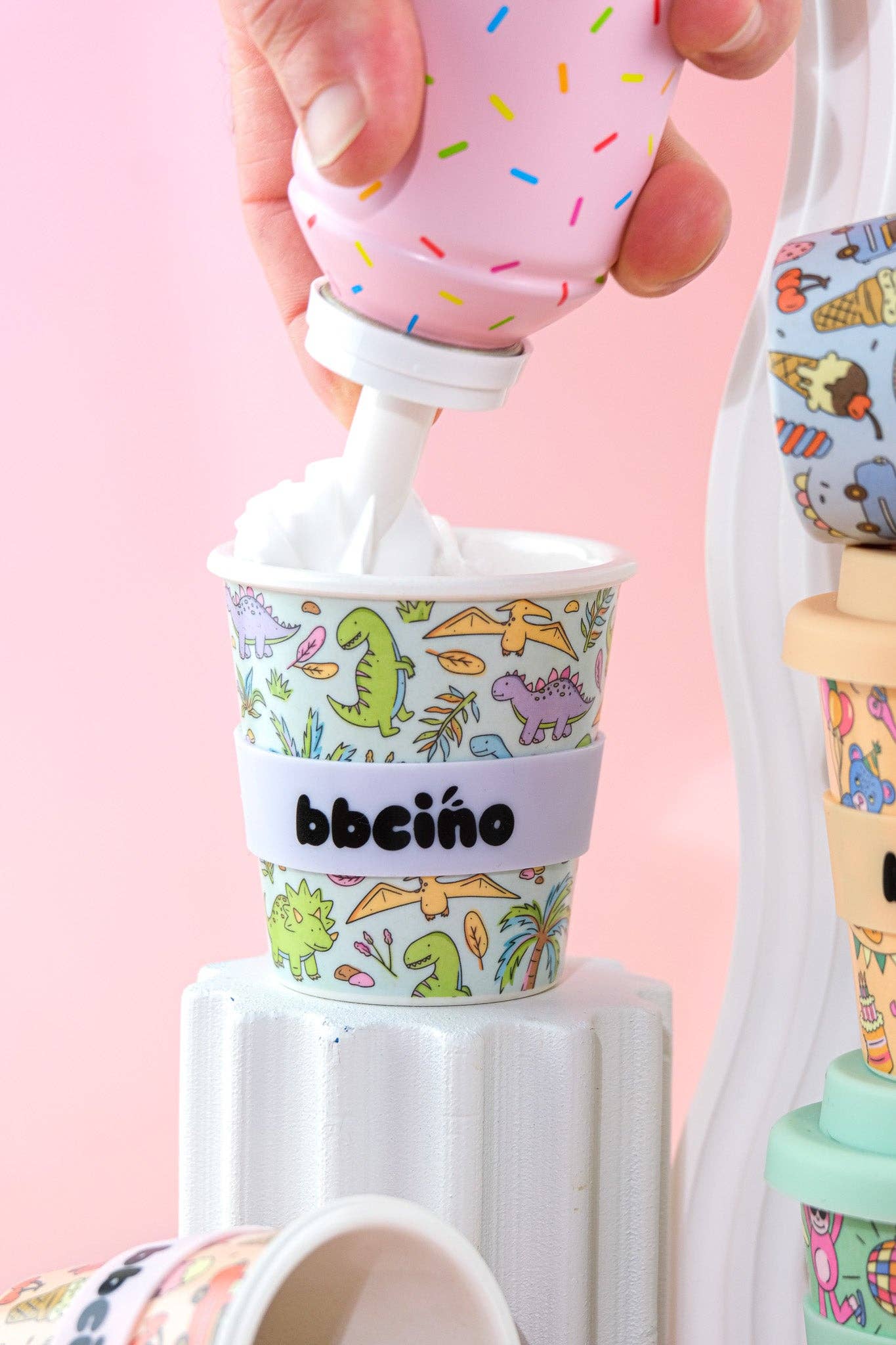 BBcino - Reusable Babycino Cup 120ml Sip-a-saurus