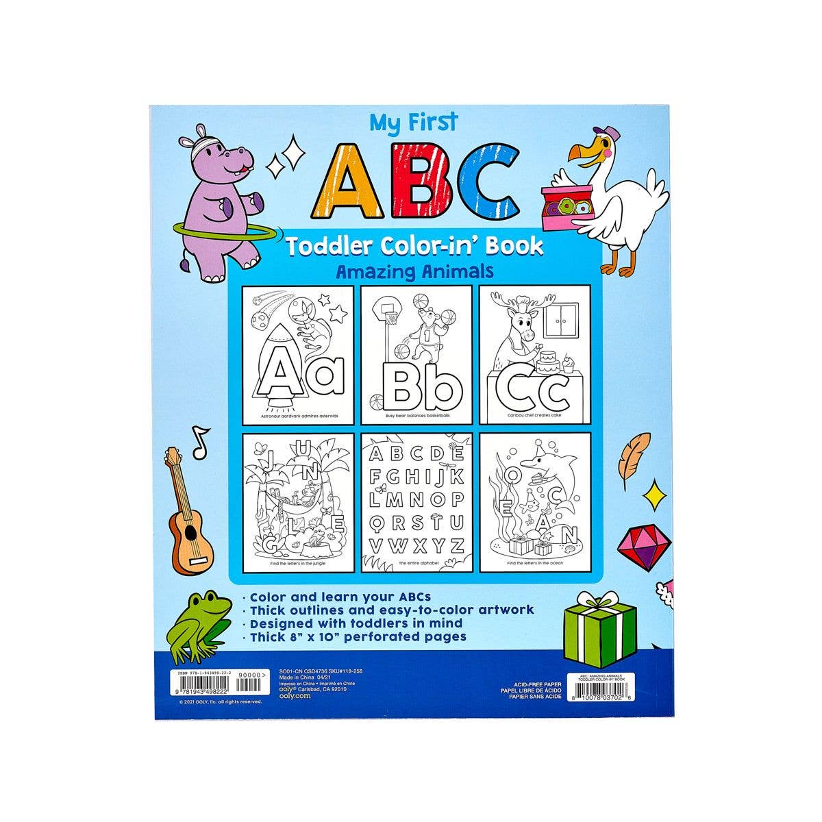 The ABC: Amazing animals toddler colouring book.