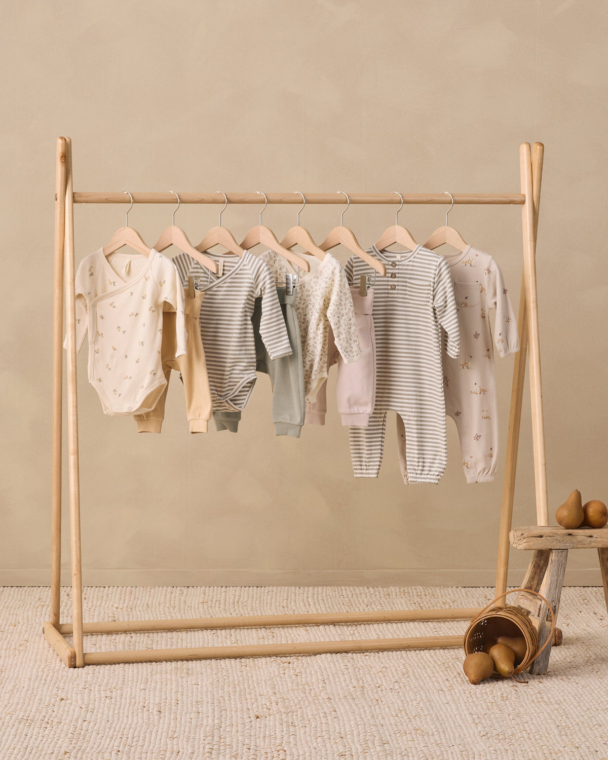 Quincy Mae Side Snap Bodysuit + Pant Set Pears