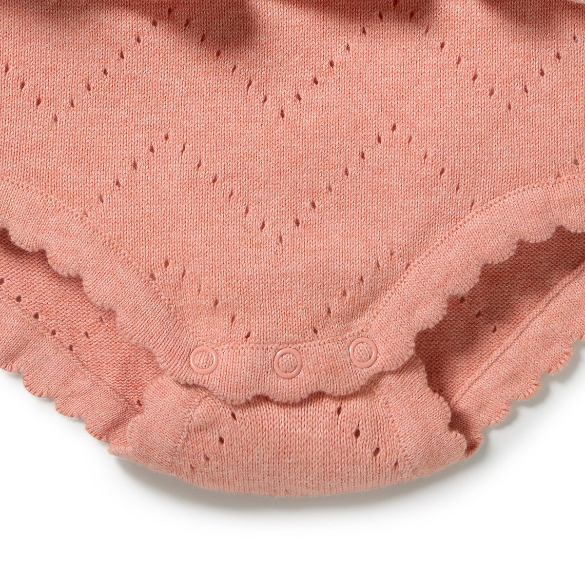 Wilson & Frenchy - Petal Pink Organic Knitted Pointelle Playsuit
