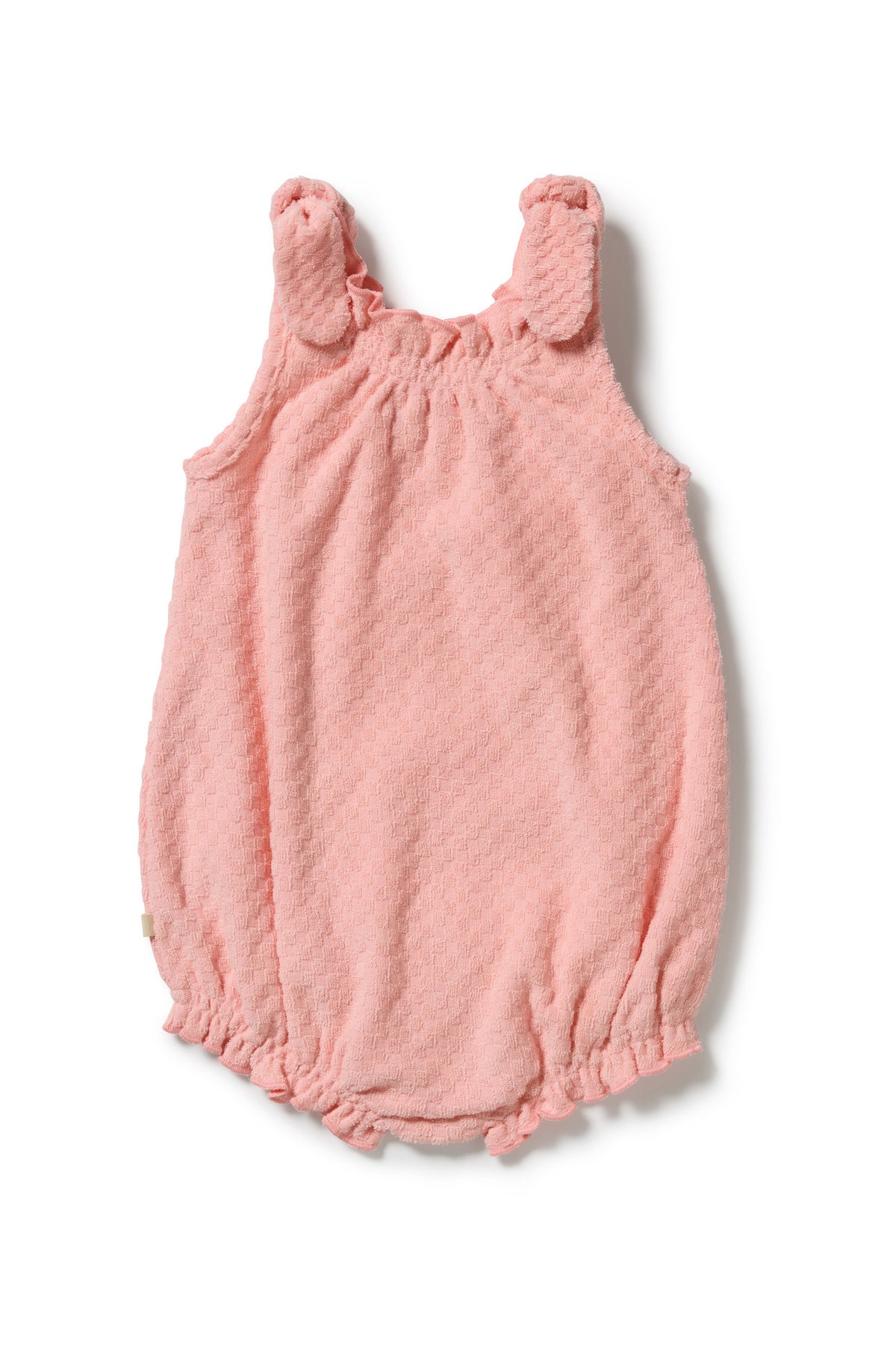 Wilson & Frenchy - Petal Pink Check Organic Terry Tie Playsuit