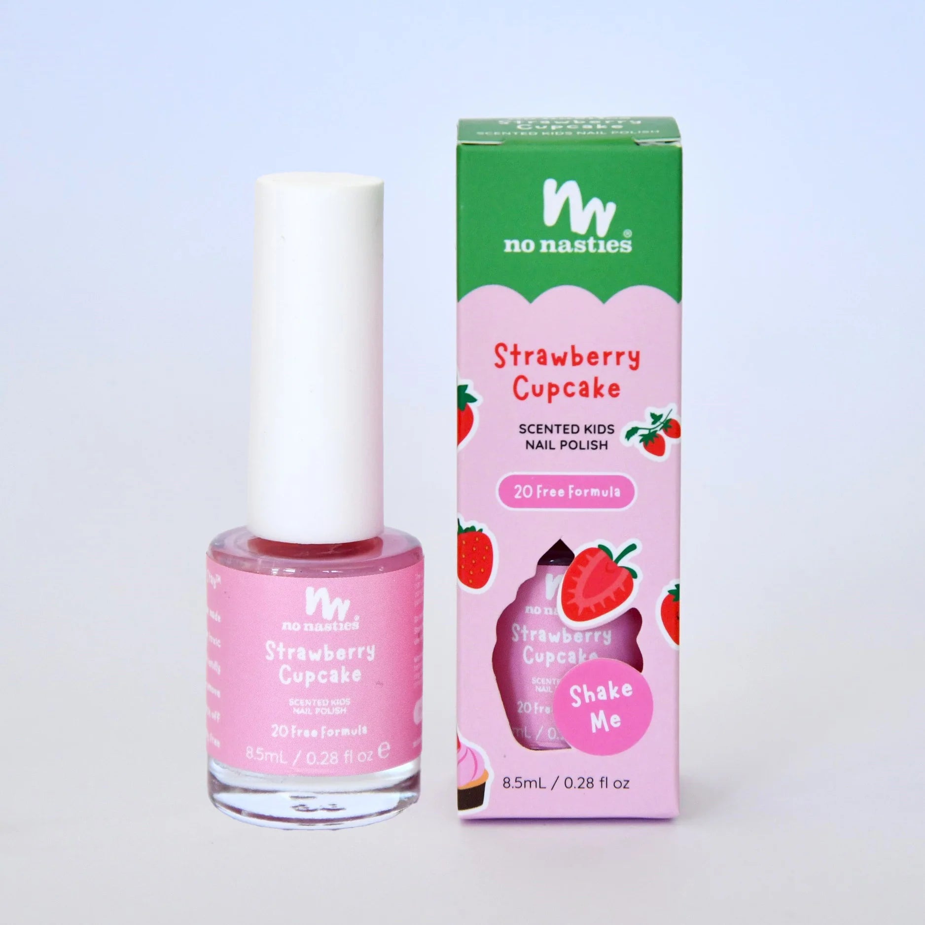 No Nasties - Scented Scratch Off Kids Nail Polish Strawberry Cupcake Pastel Pink