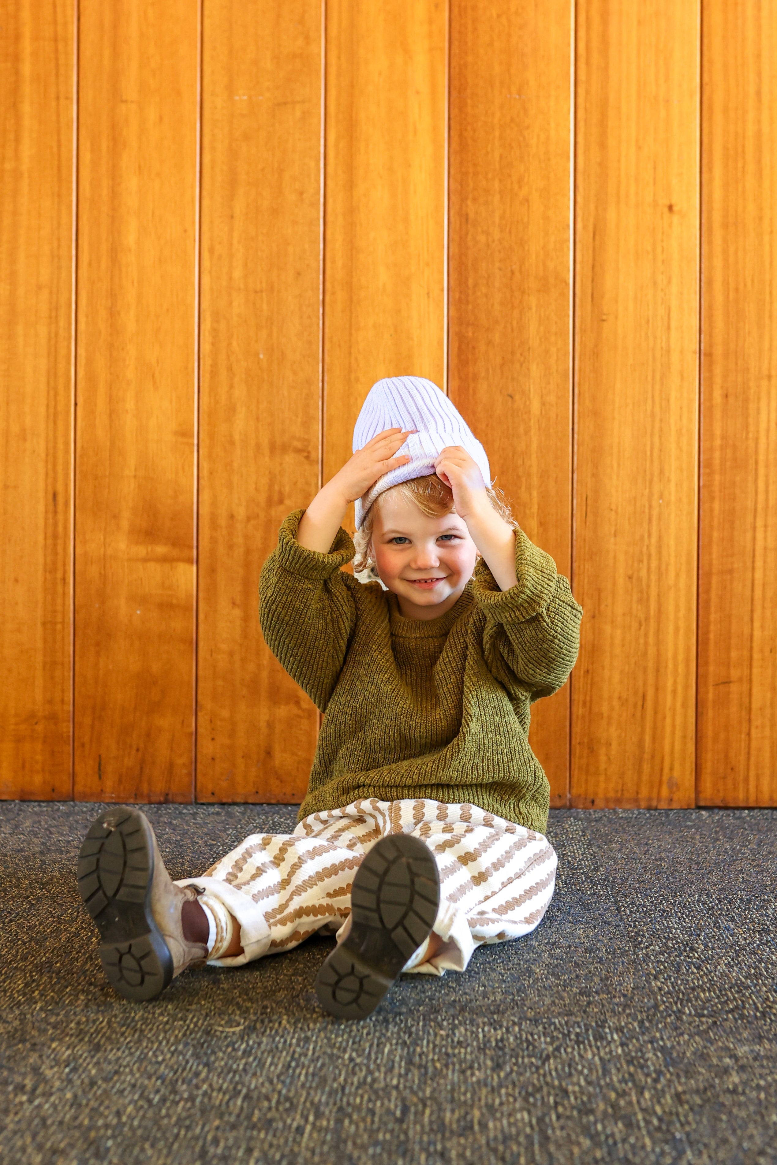 Grown ~ Organic Striped Pixie Beanie Lilac Ice