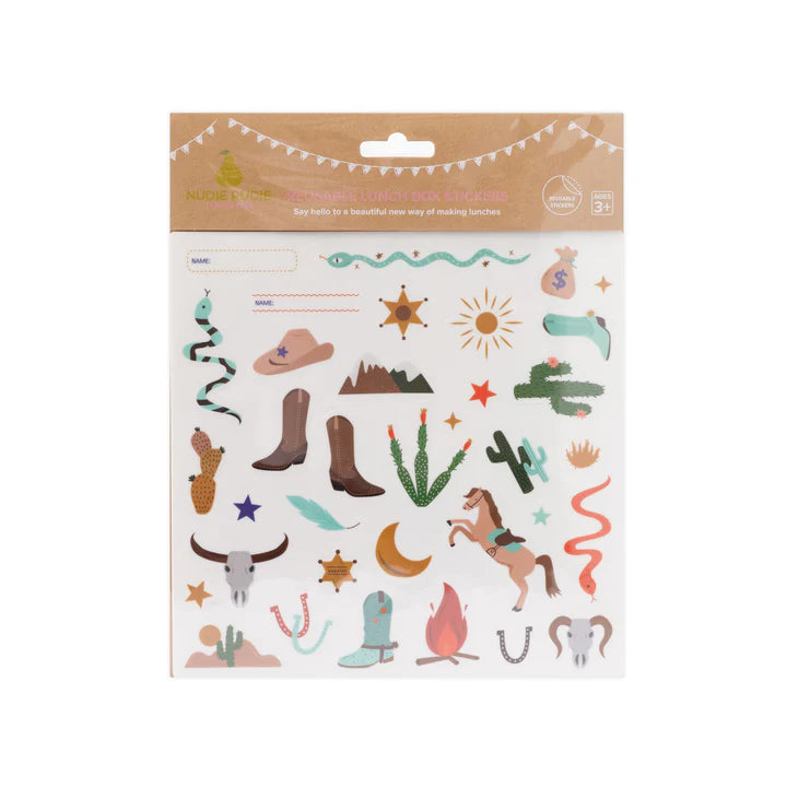 Nudie Rudie - Reusable Lunch Box Stickers Wild West