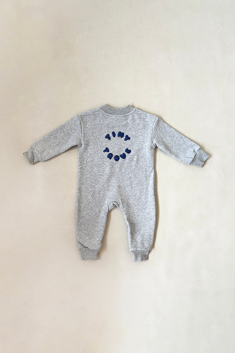 Tiny Trove - Otto Puff Circle Logo Romper Grey Marle