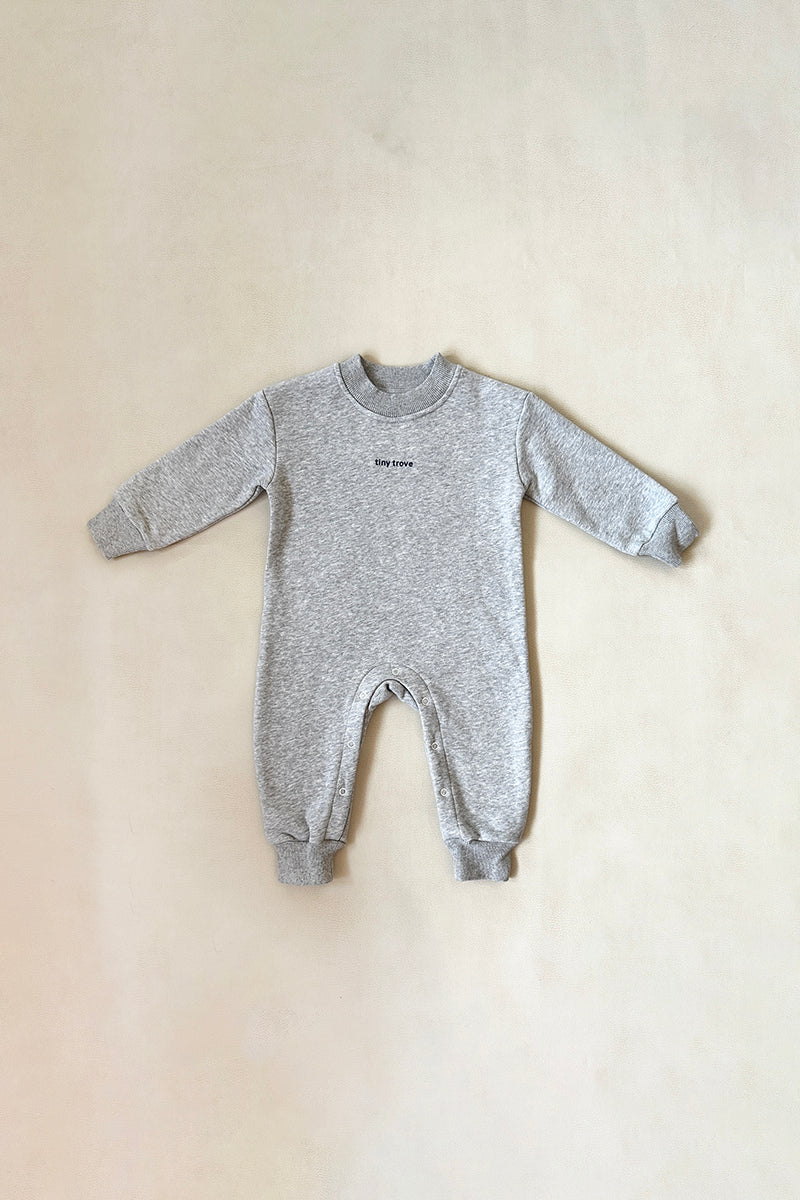 Tiny Trove - Otto Puff Circle Logo Romper Grey Marle