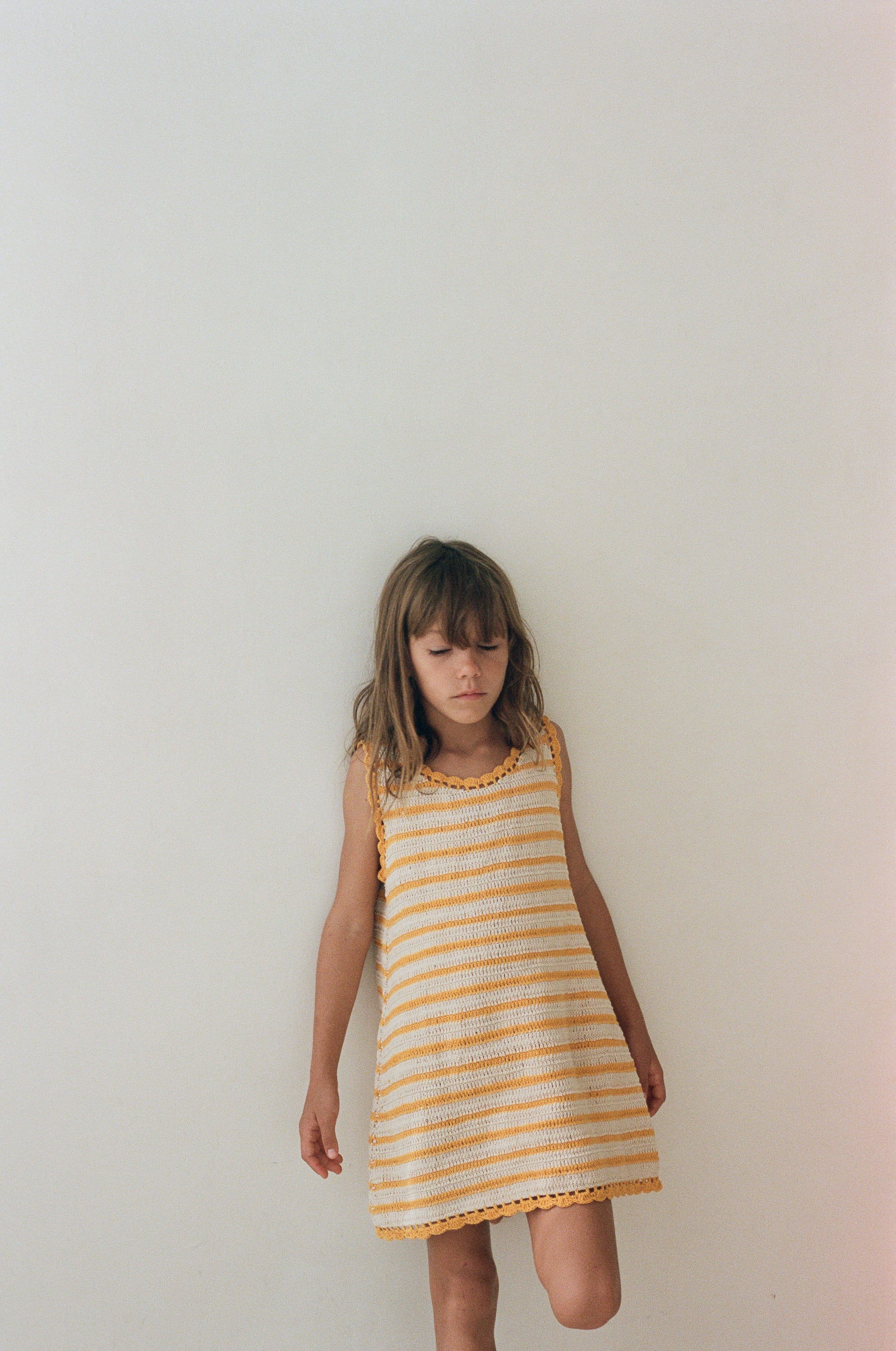 Illoura the Label - Crochet Mini Dress Mango Stripe