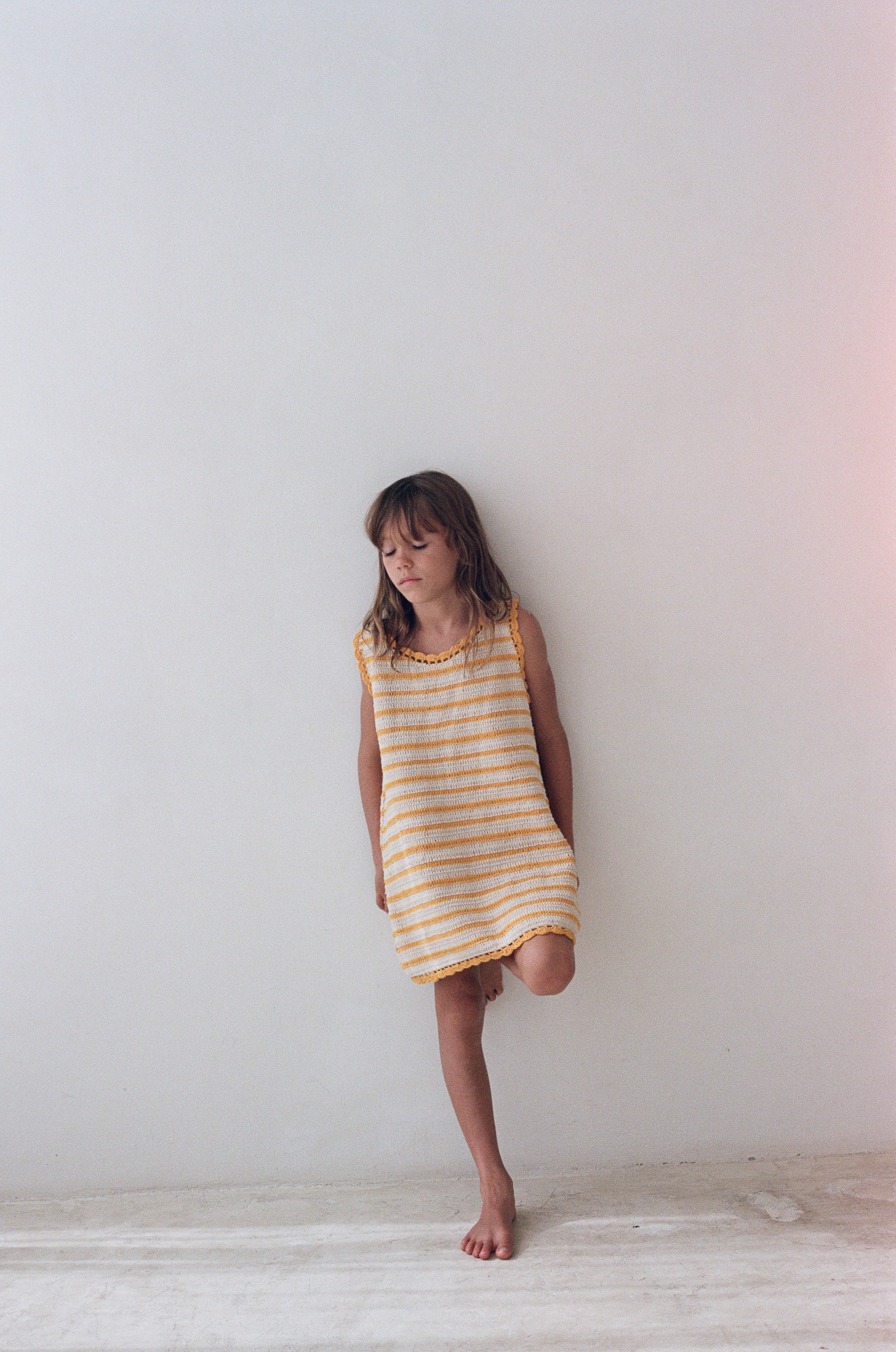 Illoura the Label - Crochet Mini Dress Mango Stripe