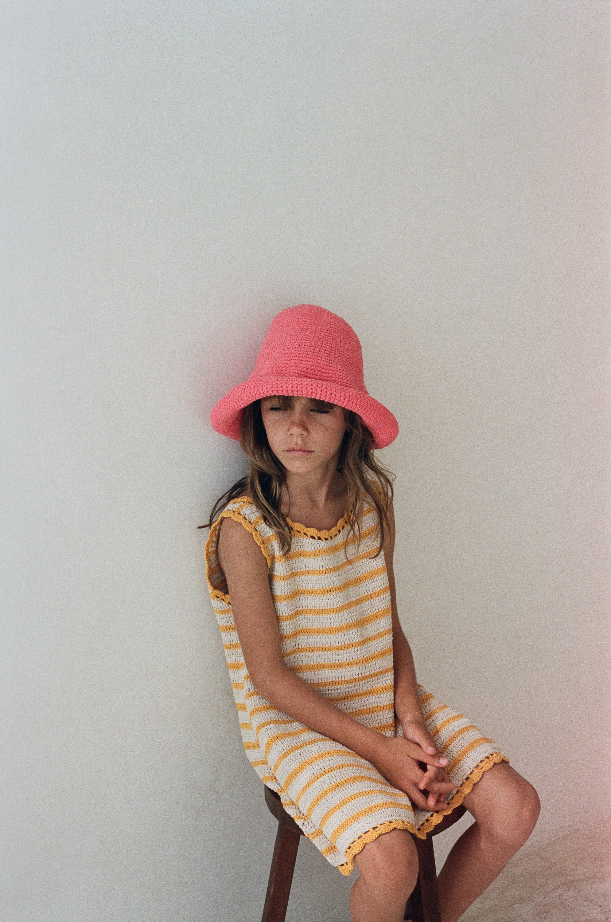 Illoura the Label - Crochet Mini Dress Mango Stripe