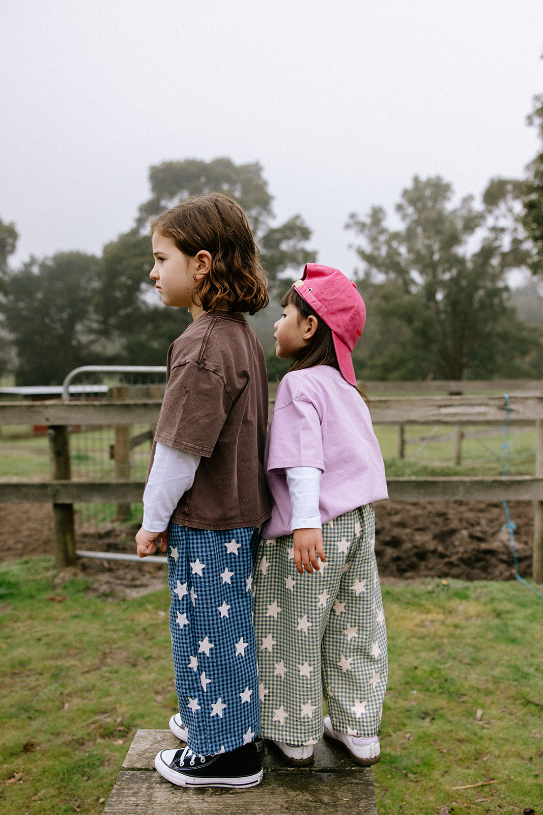 Sunday Siblings - Dusty Star Pants Blue Gingham