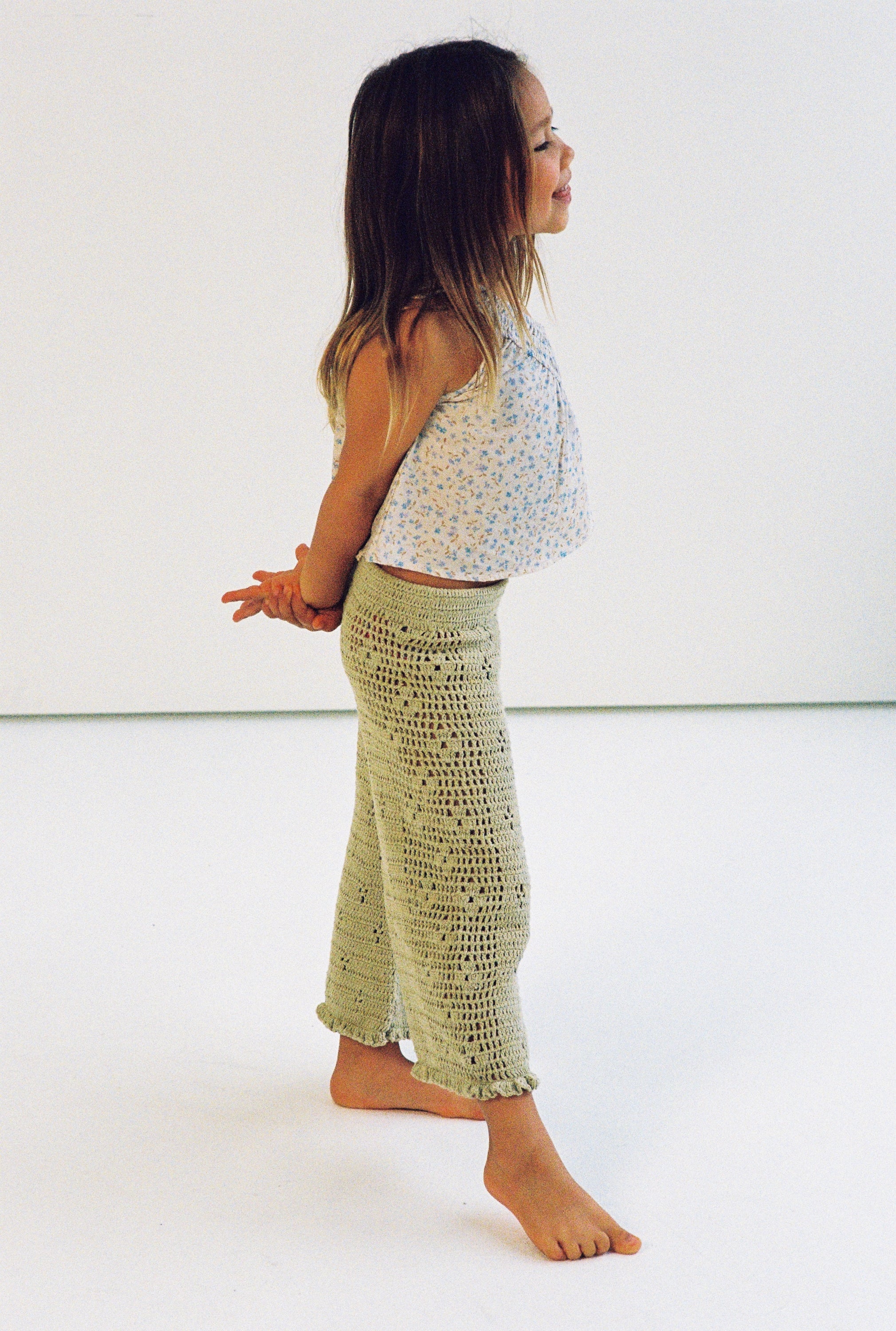 Illoura the Label - Filet Crochet Pants Moss