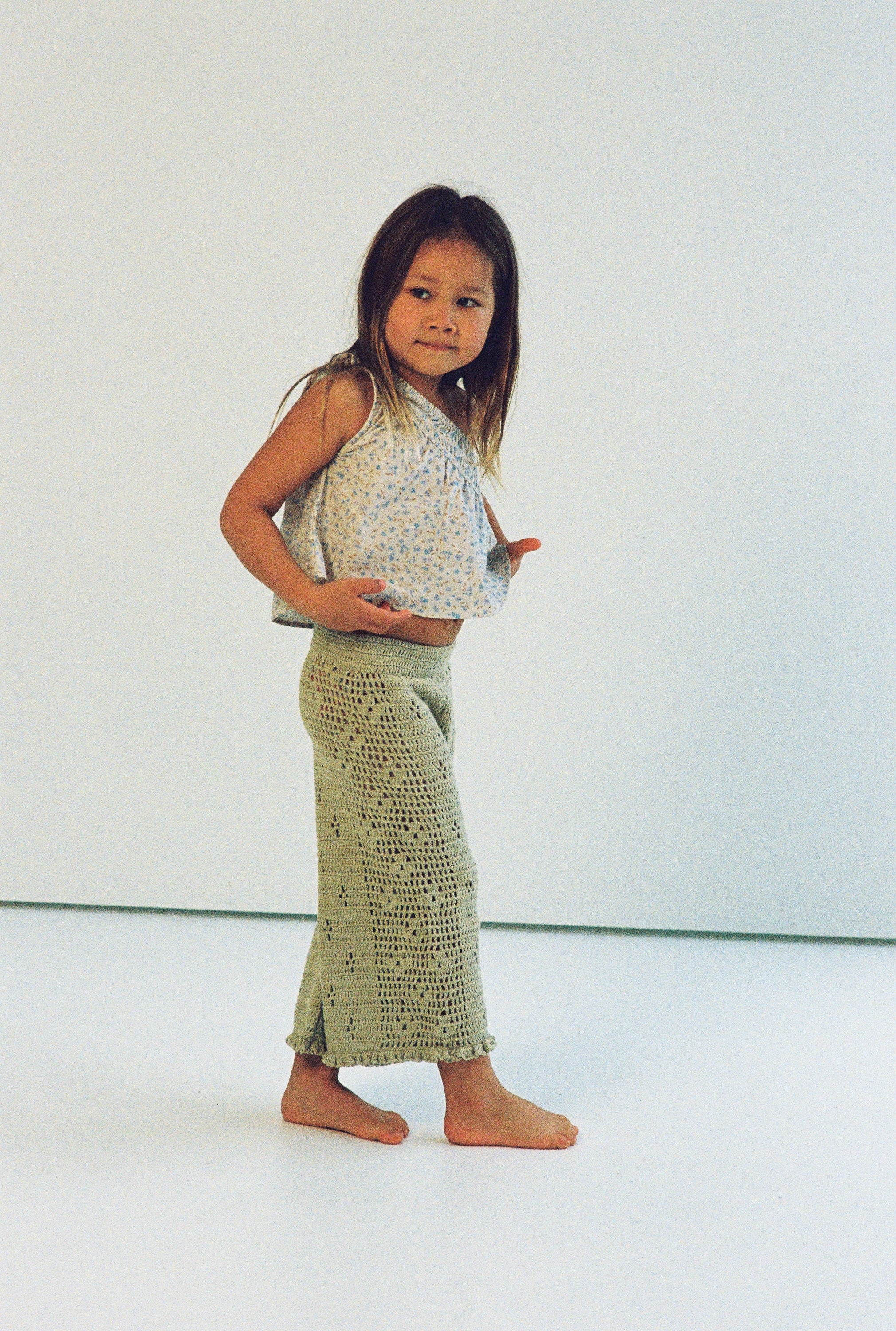 Illoura the Label - Filet Crochet Pants Moss