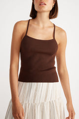 Front view of woman wearing Clea Knit Tank.