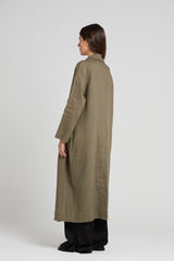 Woman wearing coat back view